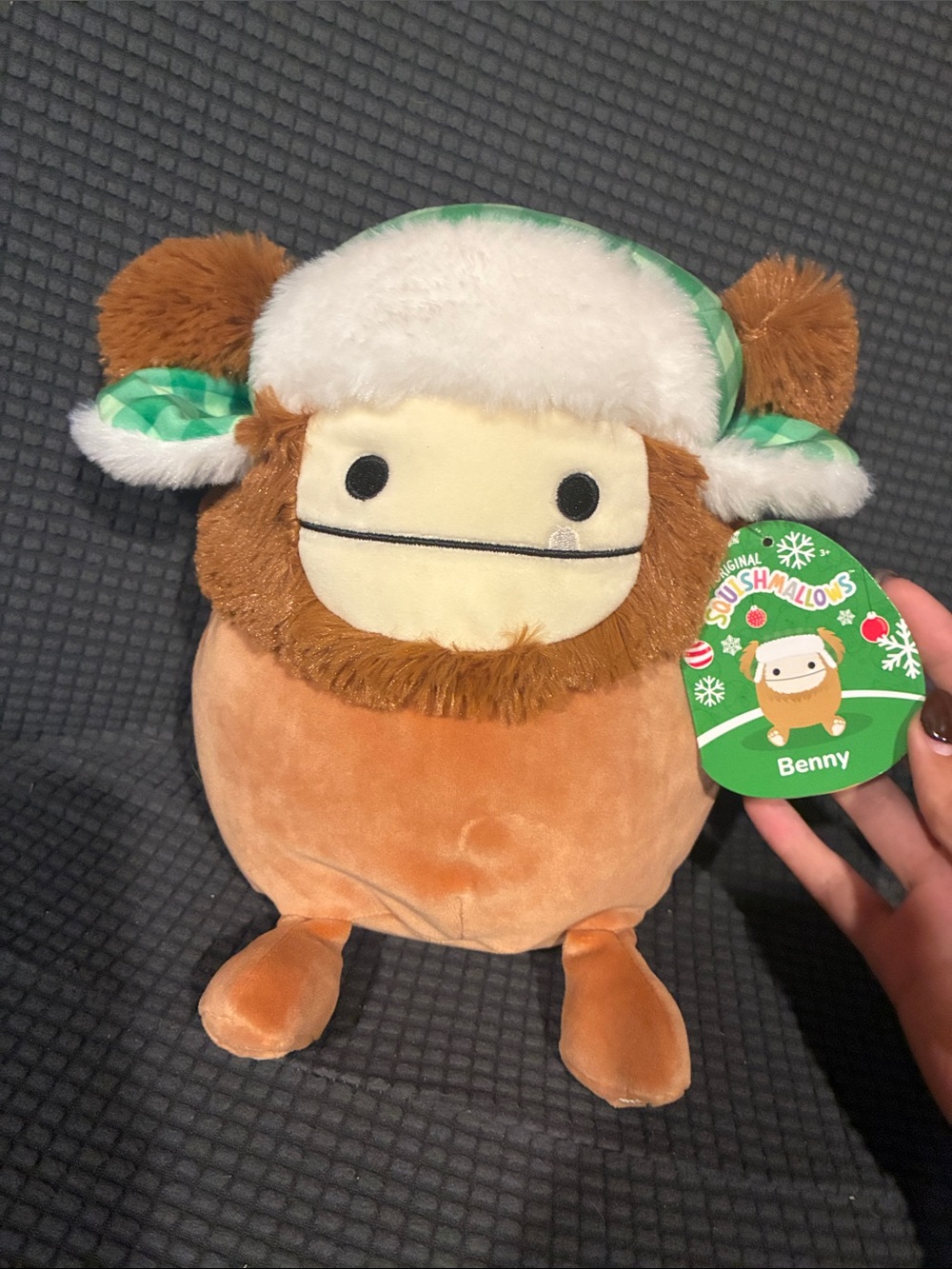 Squishmallows Benny Plush - Brown, Cream & Green Hat